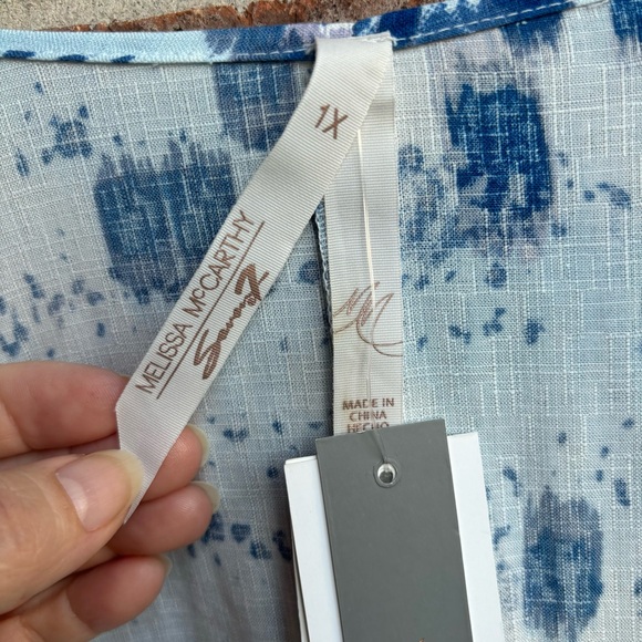 Melissa Mccarthy Seven7 Plus 1X Blue Brushstroke Patterned Open Front Shrug New! - Picture 2 of 6